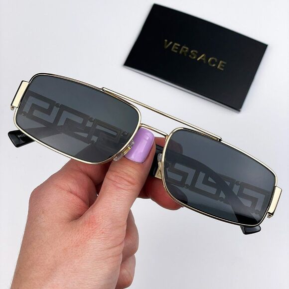 Versace VE2257 100287 Sunglasses Gold Dark Grey Metal Pilot Unisex - Picture 2 of 14